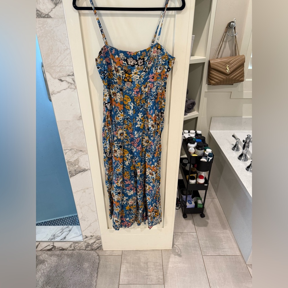 NATURAL LIFE Blue and Orange Floral Romper
